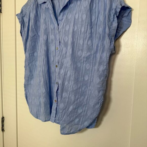 Hester & Orchard Shirt Top Womens XL Blue Sleeveless Eyelet Lightweight Cottage - Picture 3 of 12